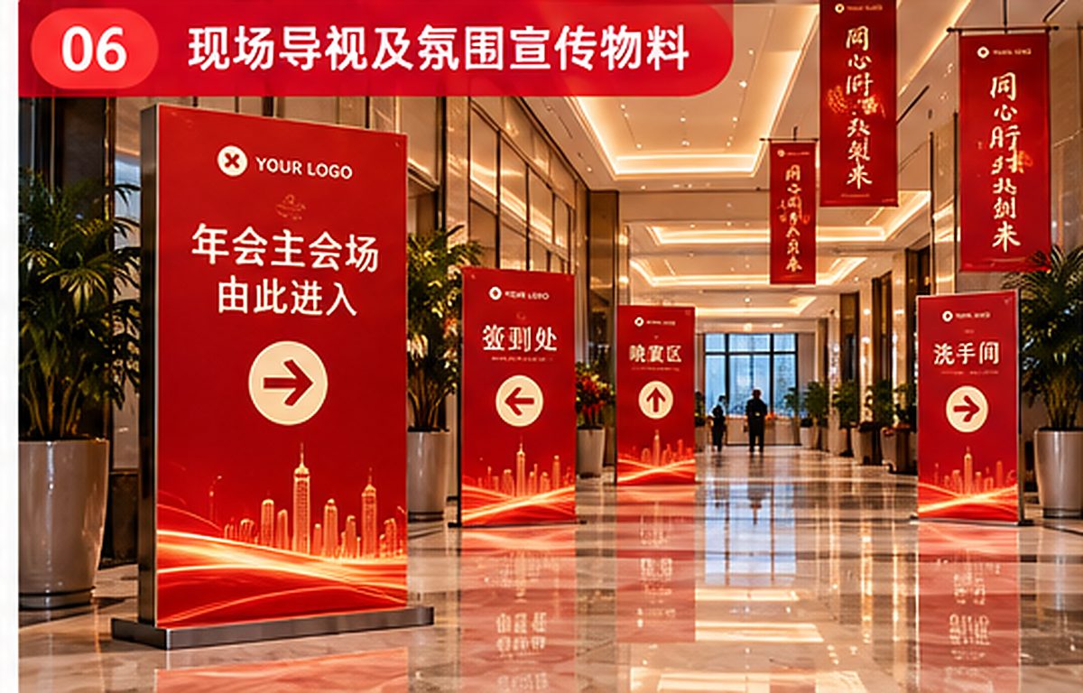 企业年会现场导视及氛围布置效果图